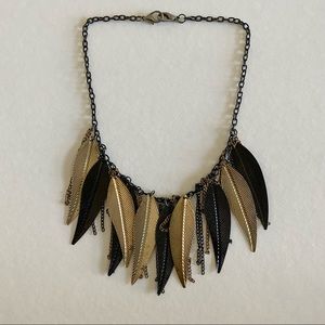 Black & Gold Leaf Statement Necklace